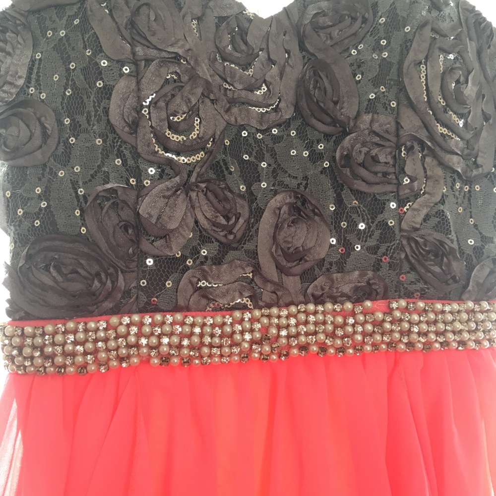 City studio hi low dress Sz 3 grey/ hot pink.
